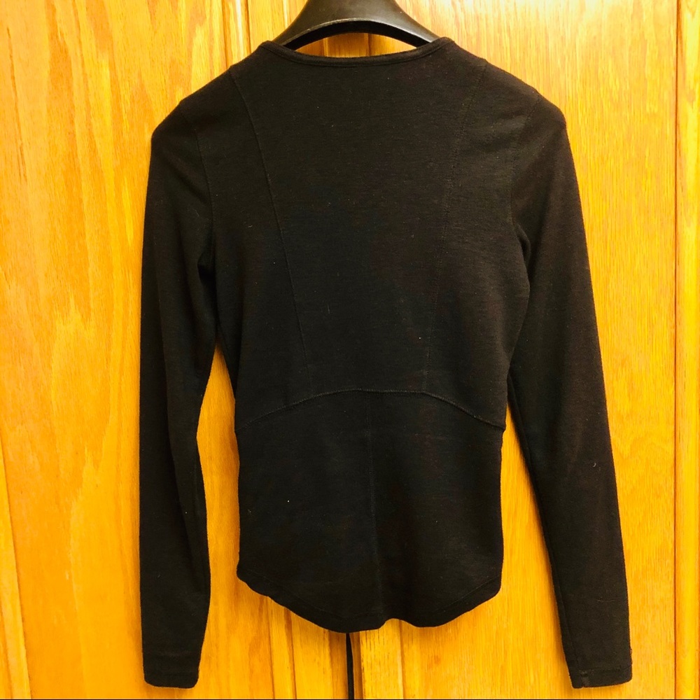 Free People Black Long Sleeve Lace Up Top - Picture 2 of 8